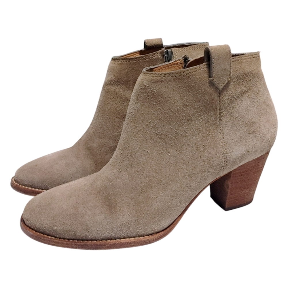Madewell Brown Suede Leather Billie Stacked Heel Ankle Boots Womens Size 8.5 - Picture 3 of 10